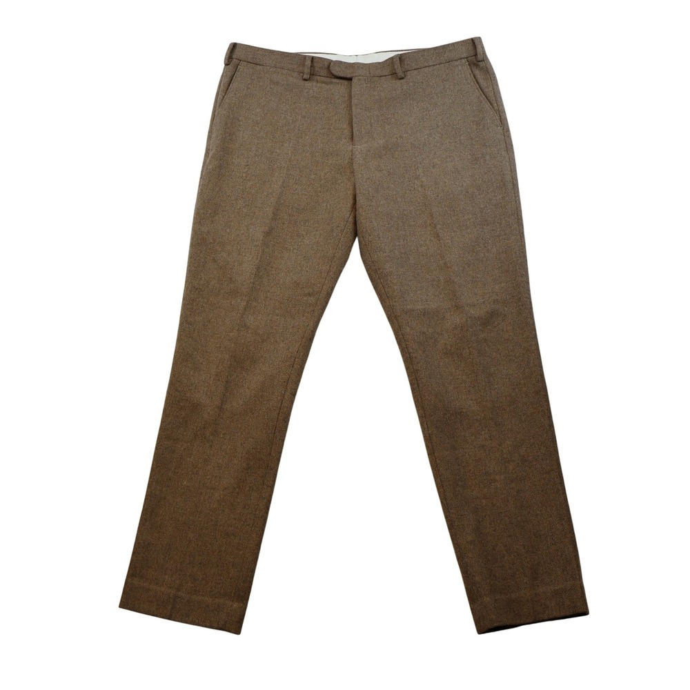 J.Crew Mens 38x32 Bowery Slim Pants Brown Moon British Wool Tweed F7940